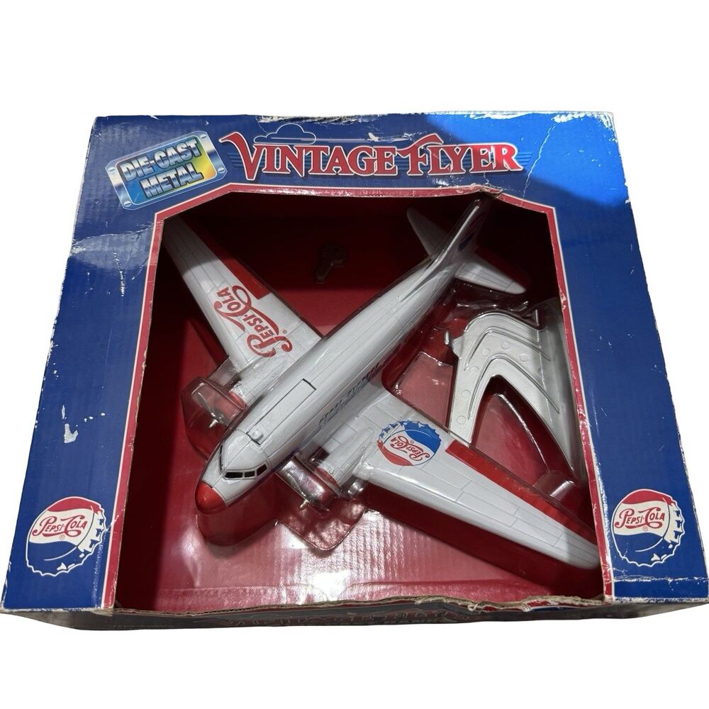 NOS NIB ~ Vintage Pepsi-Cola Express Flyer, Commercial Airliner, Die Cast Bank